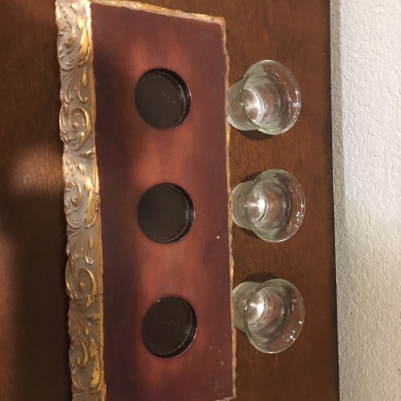 3 VOTIVE CANDLE HOLDER W/ GOLD SCROLL ACCENT - Picture 7 of 7